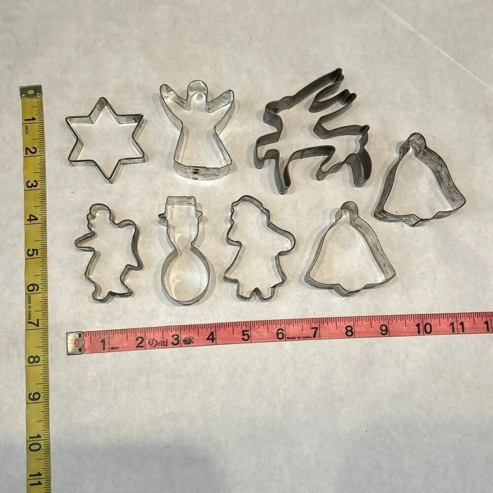 Vtg SET Aluminum Cookie Cutter Metal Christmas Holiday Star Reindeer Snowman Ang